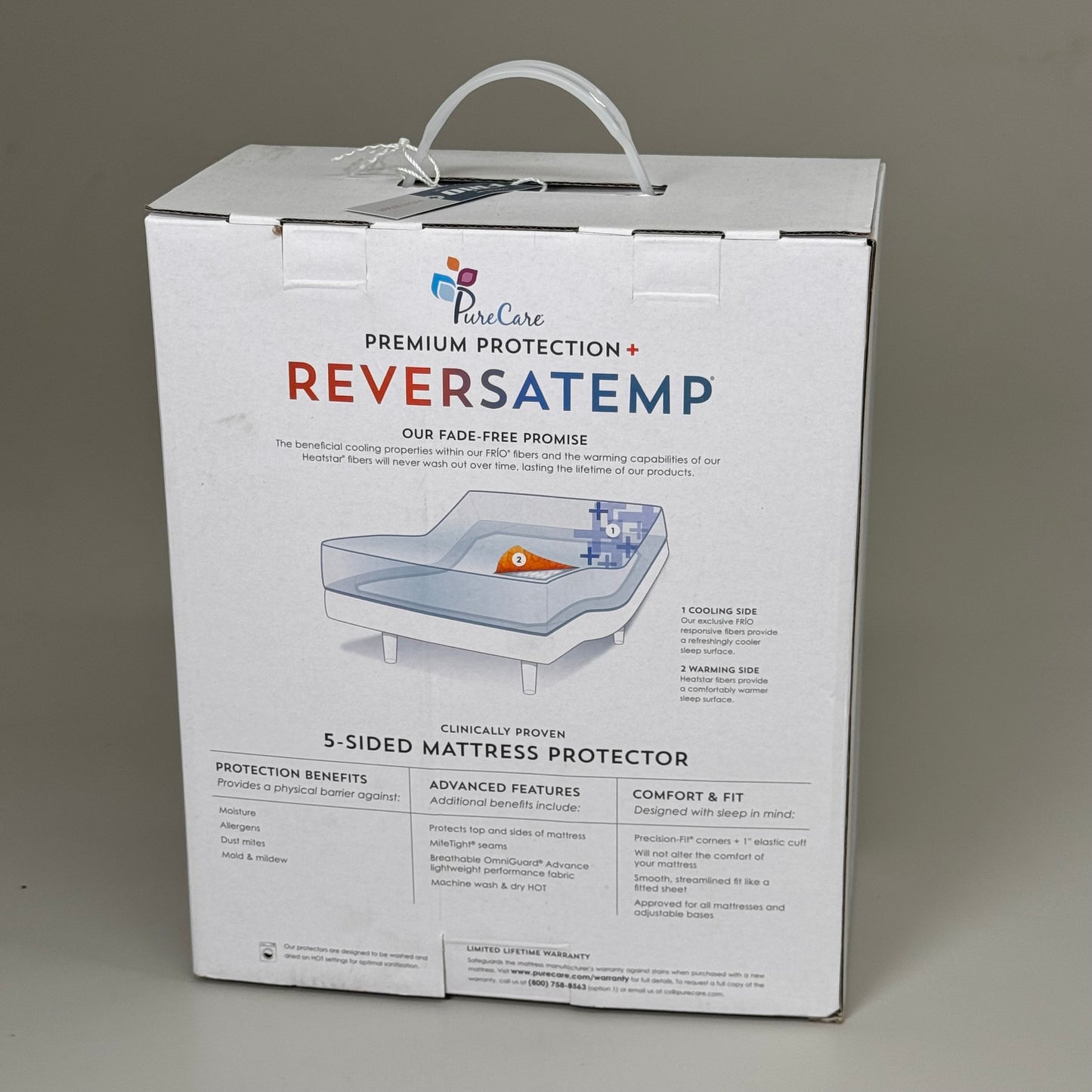 PURECARE ReversaTemp 5-Sided Mattress Protector Cooling & Heating Queen RTMP50