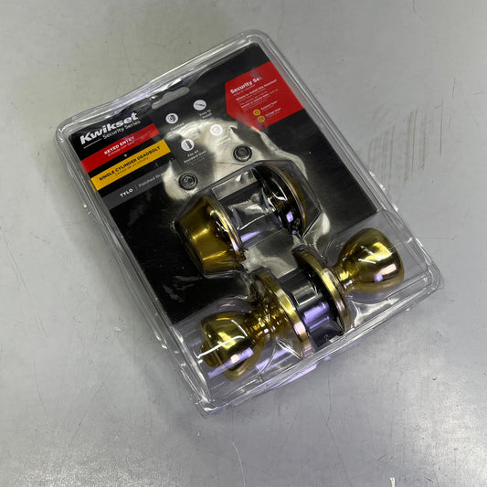 KWIKSET Tylo Polished Deadbolt & Passage Knob 1-3/4" Polished Brass 96900-253