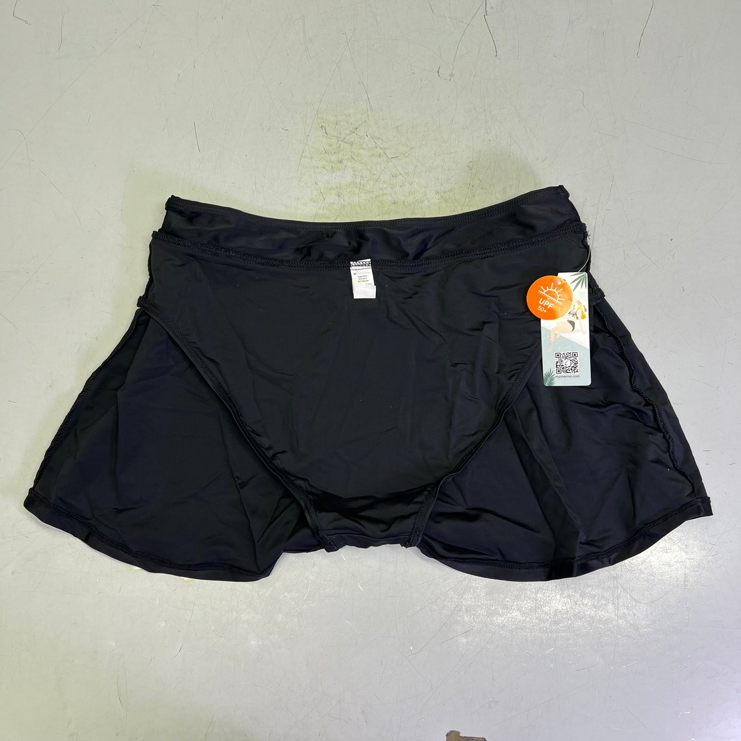 CHARMO High Waisted Swim Bottom Skirt W/ Built-in Briefs Women's Sz L Black