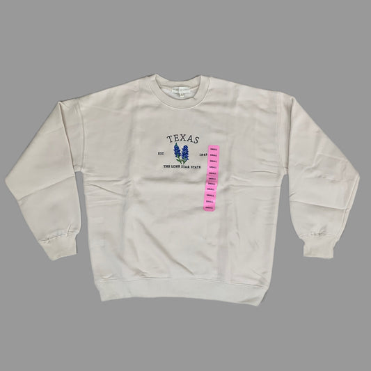 STATE OF MINE Women's Texas Lone Star State Sweatshirt Sz-Small Stone 15711