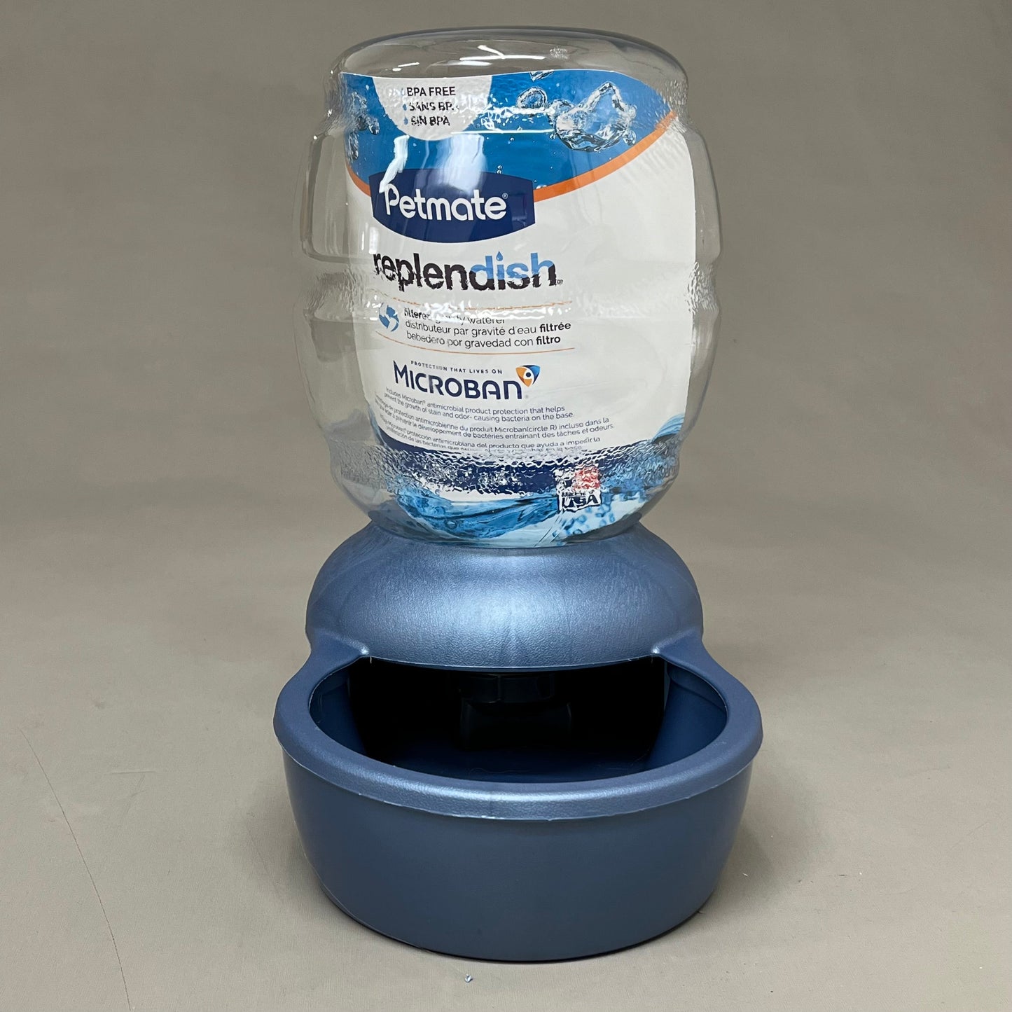 ZA@ PETMATE Pearl Replenish Waterer w/ Microban Small Breeds 1Gal Peacock Blue 24496 A