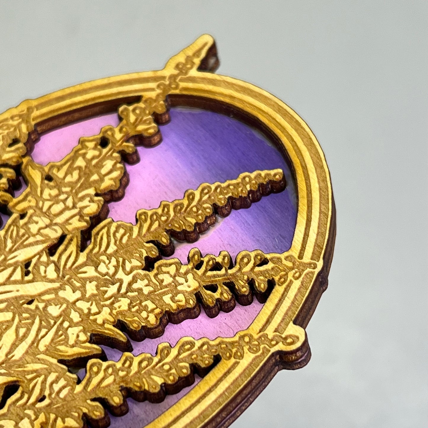 Z@ (2 PACK) Lavender Flowers Laser Cut Wood Magnet Souvenir JUNEAU, AK Made In USA