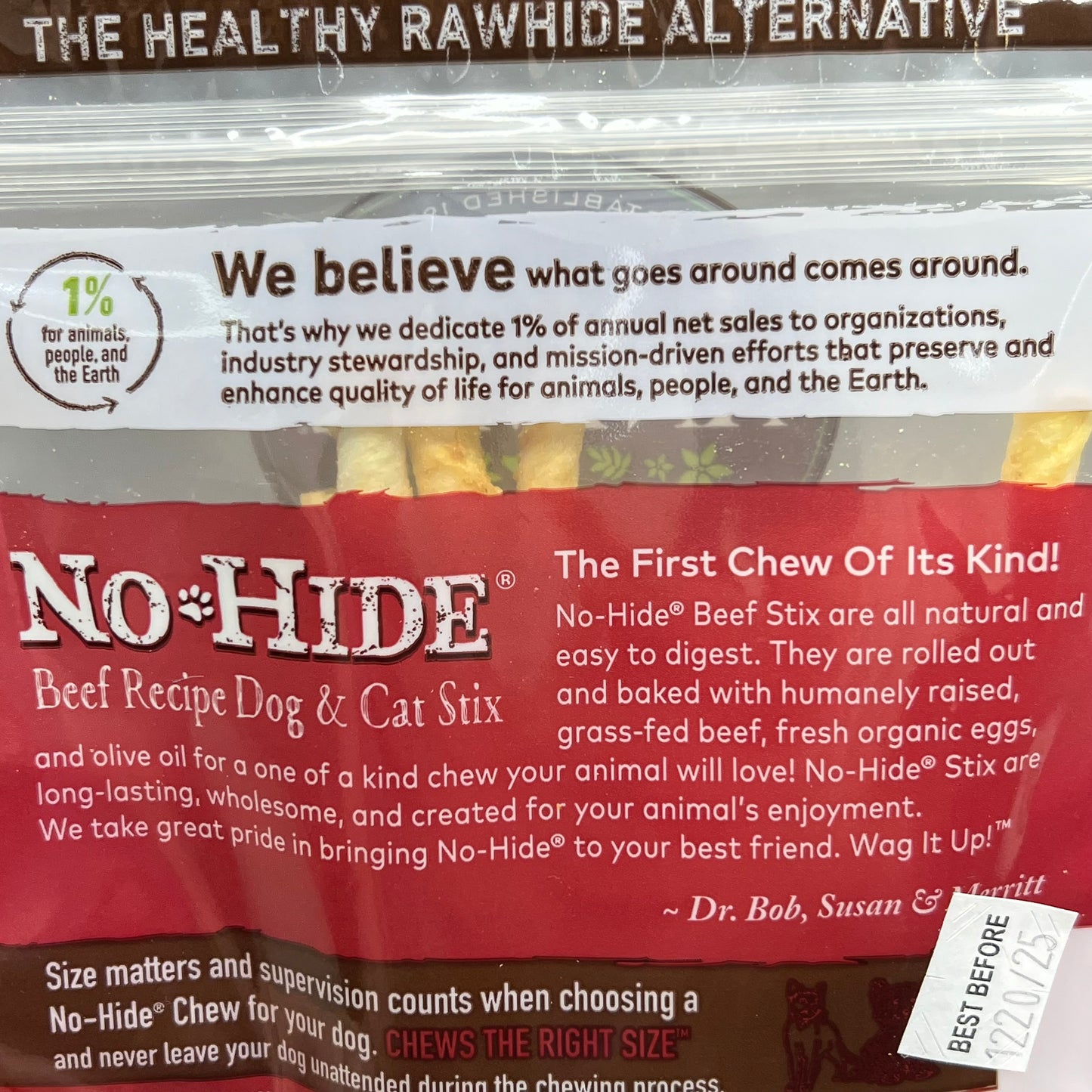 EARTH ANIMAL (3 PACK) No-Hide Beef Stix Natural Rawhide Alternative 10pk BB 12/25