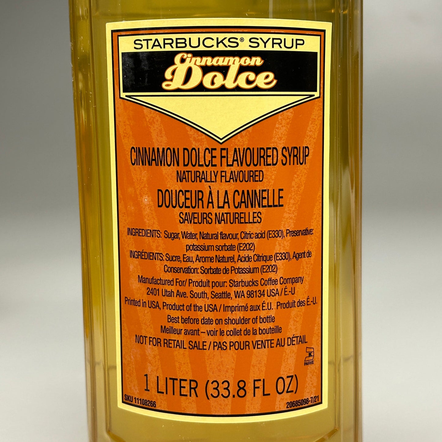 ZA STARBUCKS Cinnamon Dolce Flavoured Syrup 33.8 fl oz/bottle BB 12/2