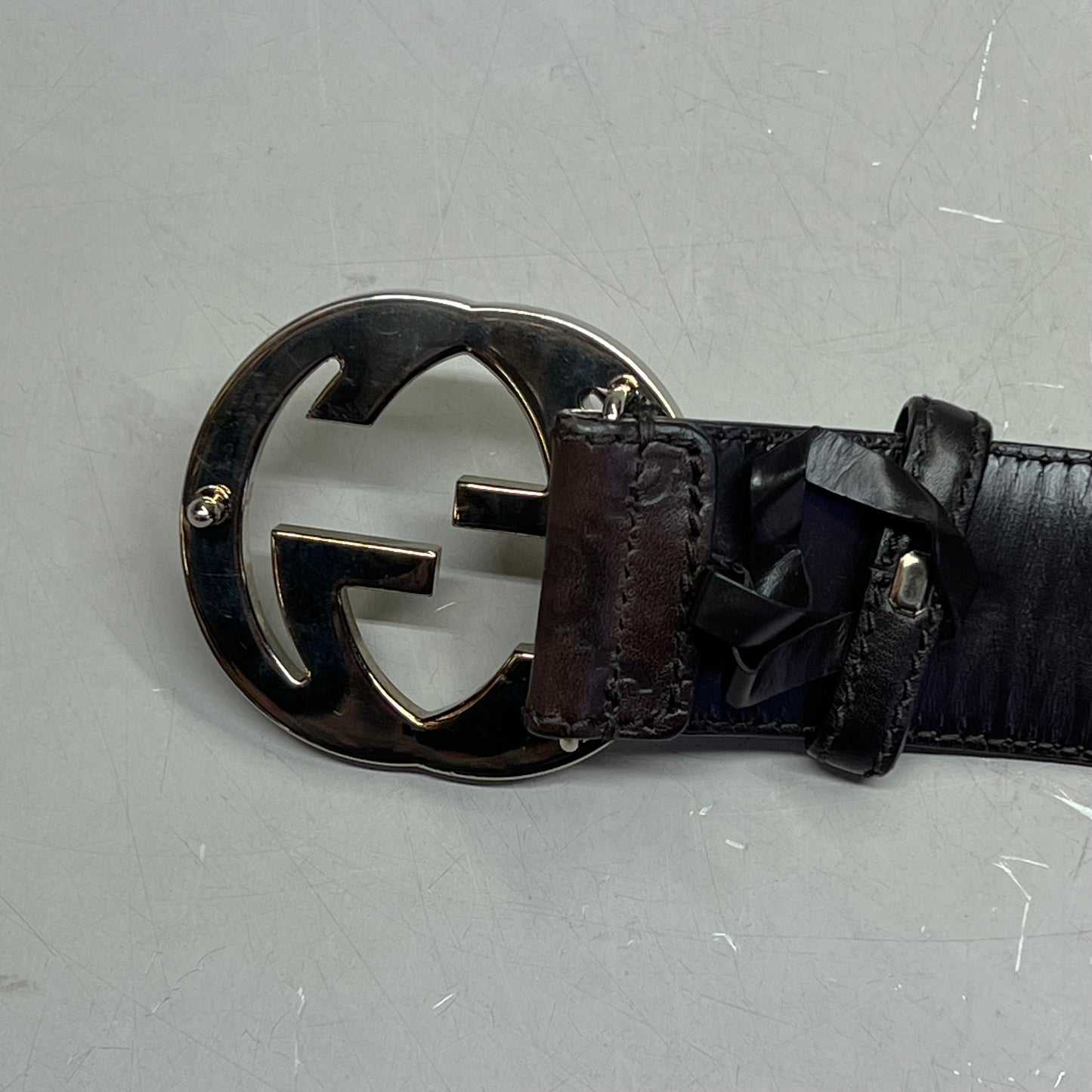 GUCCI Authentic Interlocking G Buckle Belt 43" L Brown (Pre-Owned)