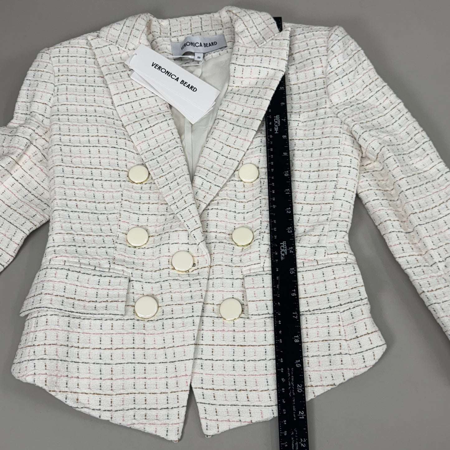 VERONICA BEARD Women's Diego Dickey Jacket Sz-00 Ivory/Multi 2406TW651509