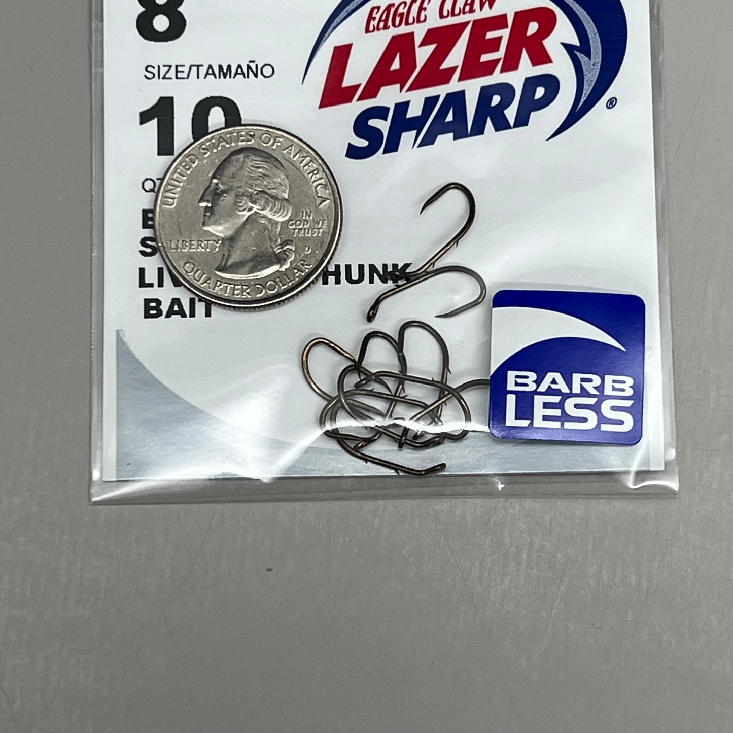 EAGLE CLAW (5 PACK) Lazer Sharp Barbless Baitholder Hook Bronze #8 10pc L181BG-8