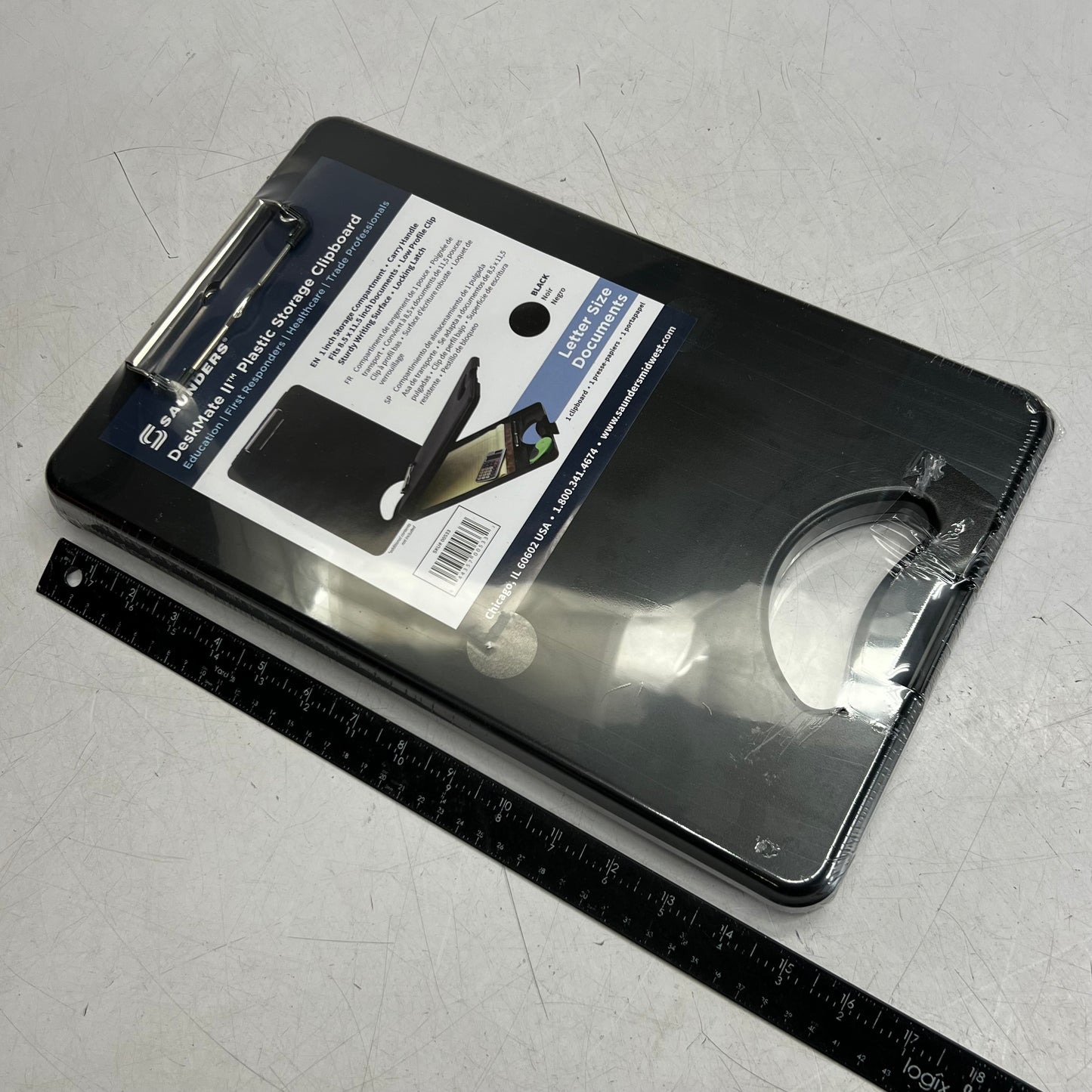 SAUNDERS Deskmate ll Plastic Storage Clipboard Sz 8.5" x 11.5", Black 00533