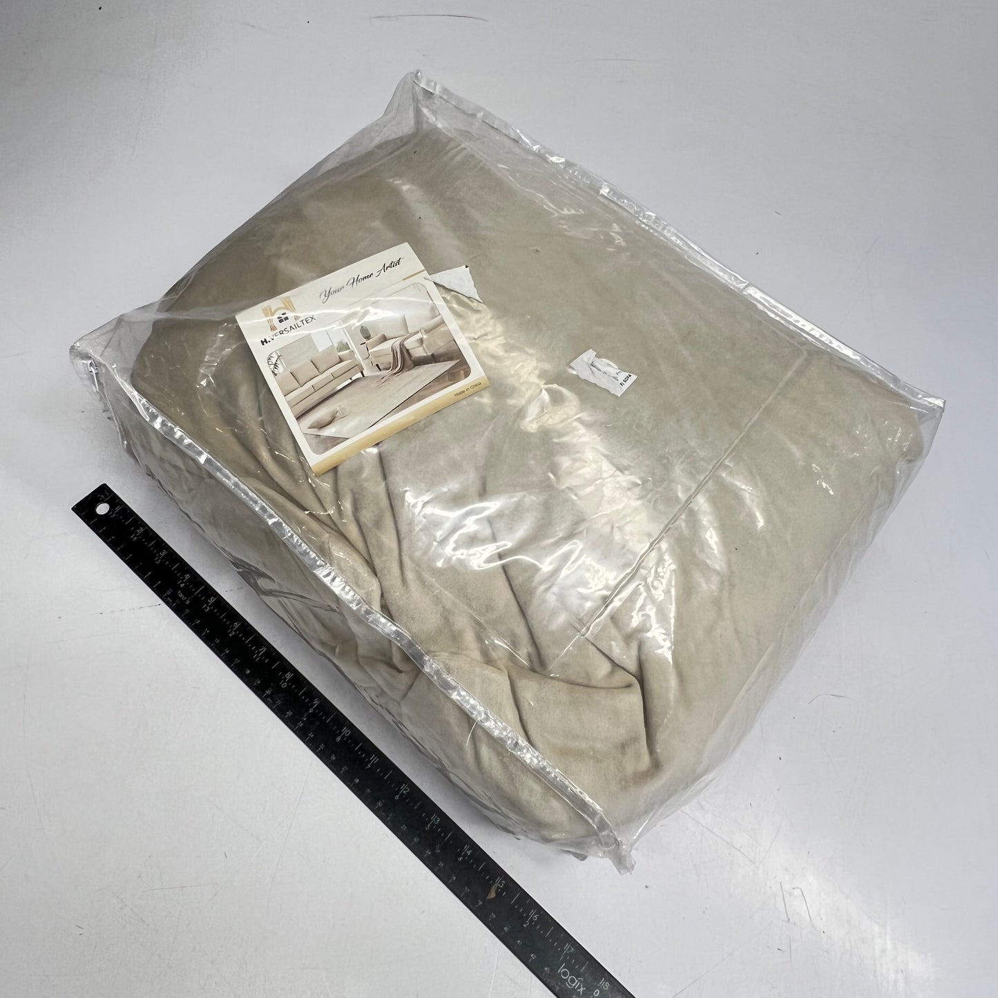 H.VERSAILTEX Velvet 3 Seat Sofa Stretch Cover W/ Arms Washable Creme (New Other)