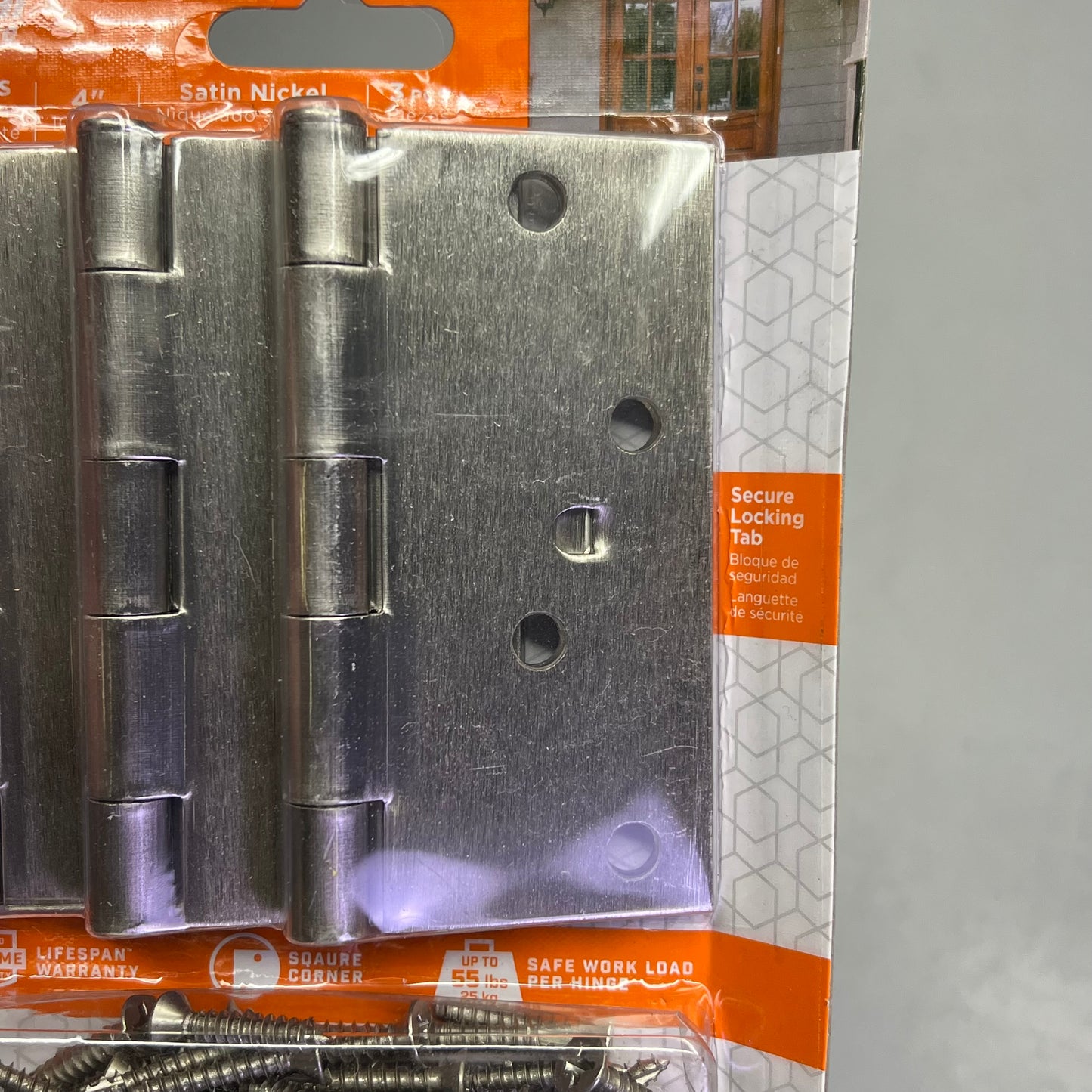 ZA@ NATIONAL HARDWARE (SET OF 3) Flush Removable Pin Steel Door Hinge W/ Hardware 55lb Satin Nickel N830-404