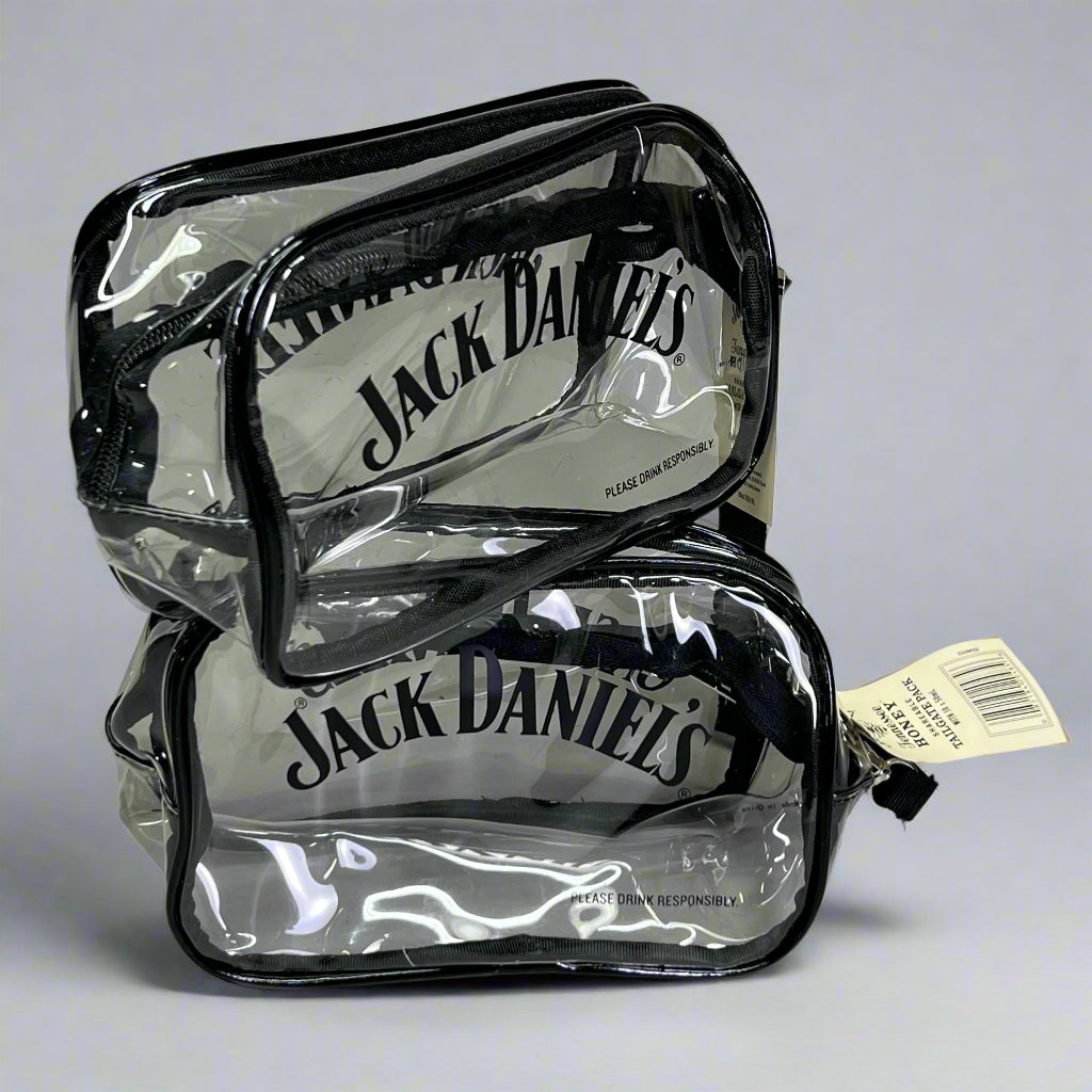 ZA@ JACK DANIEL'S (30 PACK) Tailgate Clear Zipper Travel Purse Bag Sz 7.5"L X 5"H X 3.5"W (New) C