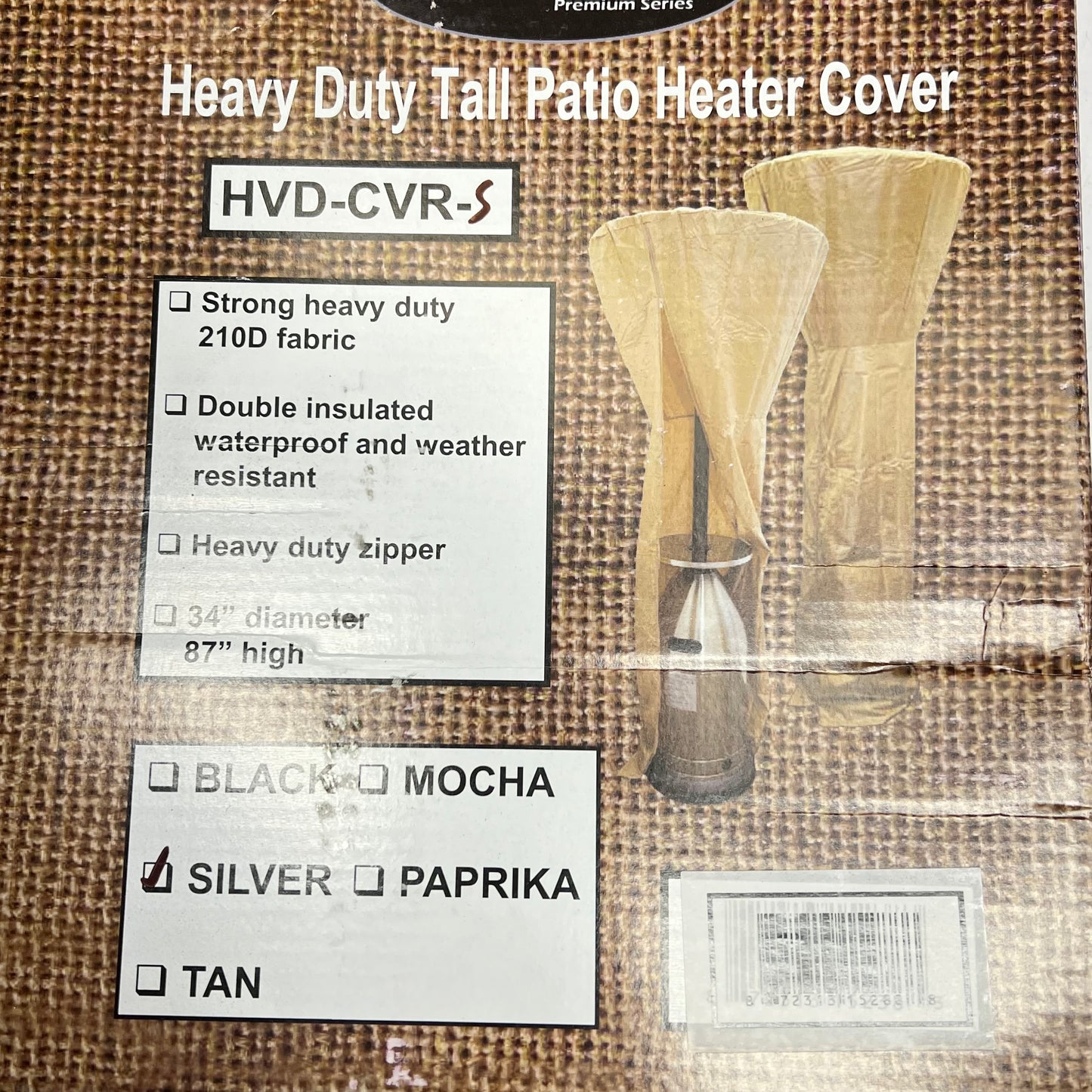 HILAND Patio Heater Cover Heavy Duty  for 87" Primeglo Models Silver HVD-CVR-S