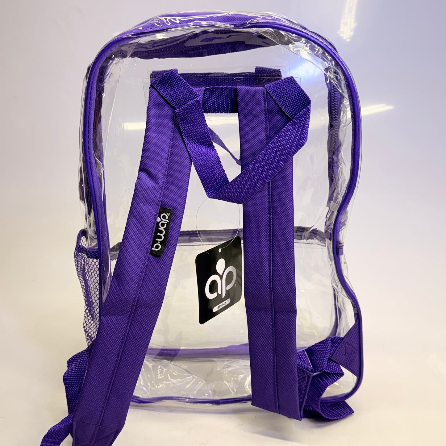 BWAP 17" Clear Plastic Backpack 17" x 12" x 6" Color Purple BP1643