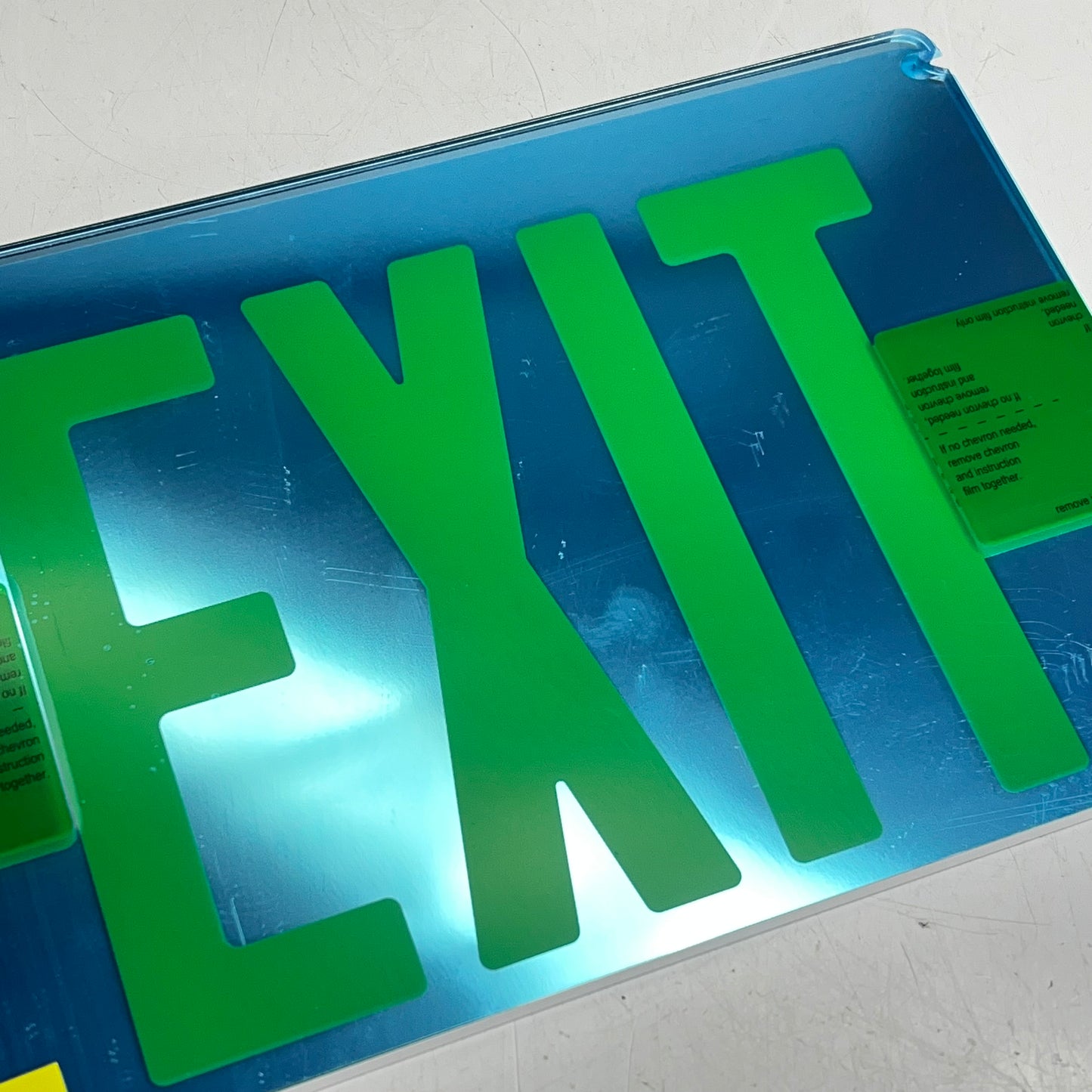 Edge-lit Acrylic Exit Sign Replacement 9 5/8x12 x 2" Green/Mirror H-8562
