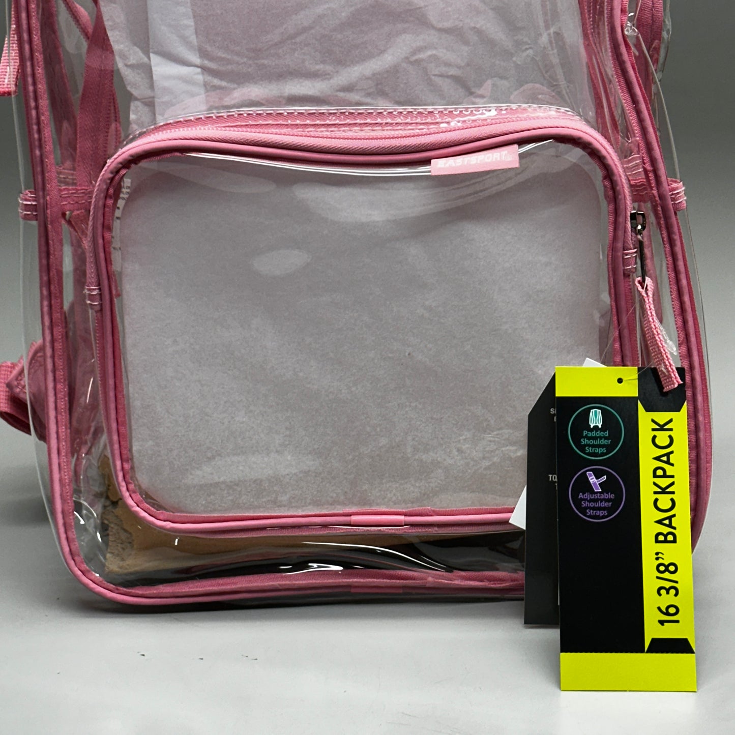 EASTSPORT Spark Clear Backpack 16"x12" Pink Lemonade 190920PW-PLM (New)