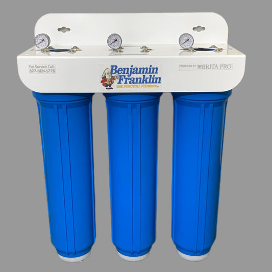BRITA PRO Benjamin Franklin 3 Stage Whole House Water Filter System W/ 3 20" Filters