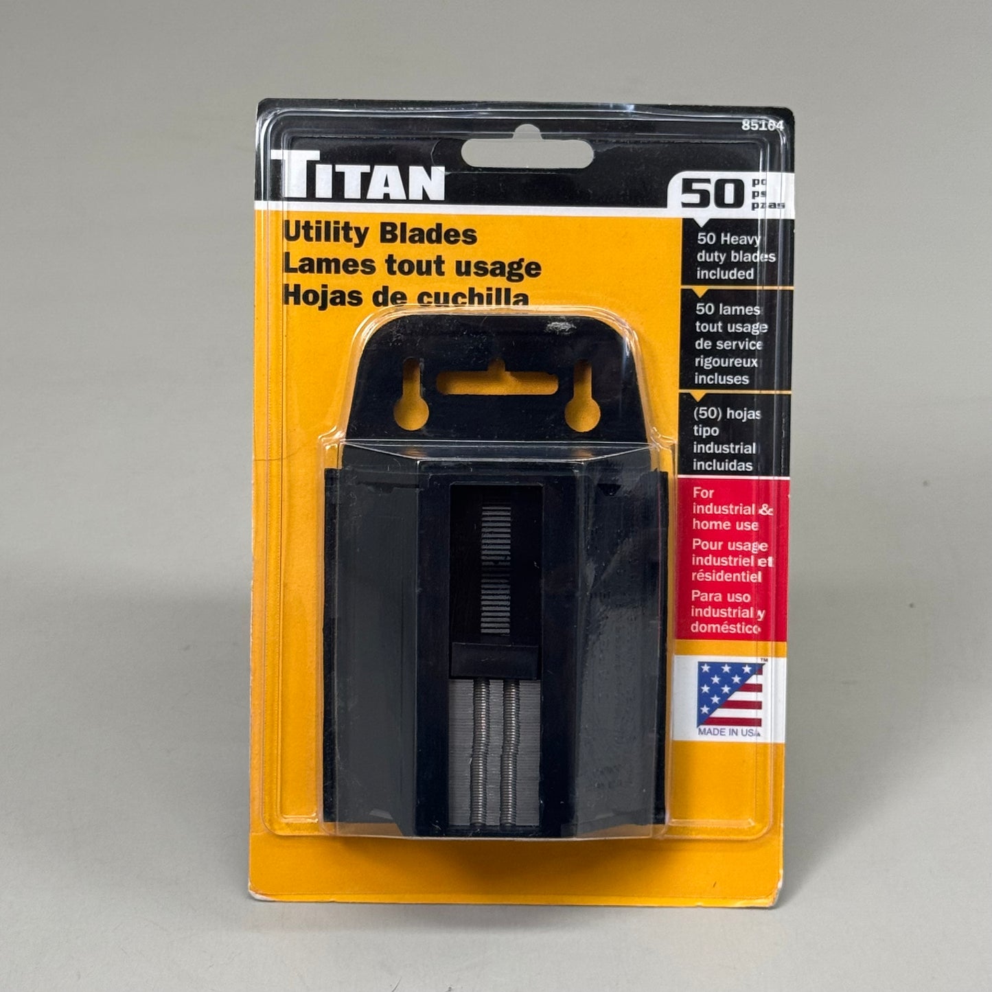 ZA@ TITAN (50 PACK) Utility Blades w/ Dispenser Heavy Duty Carbon Steel 85104