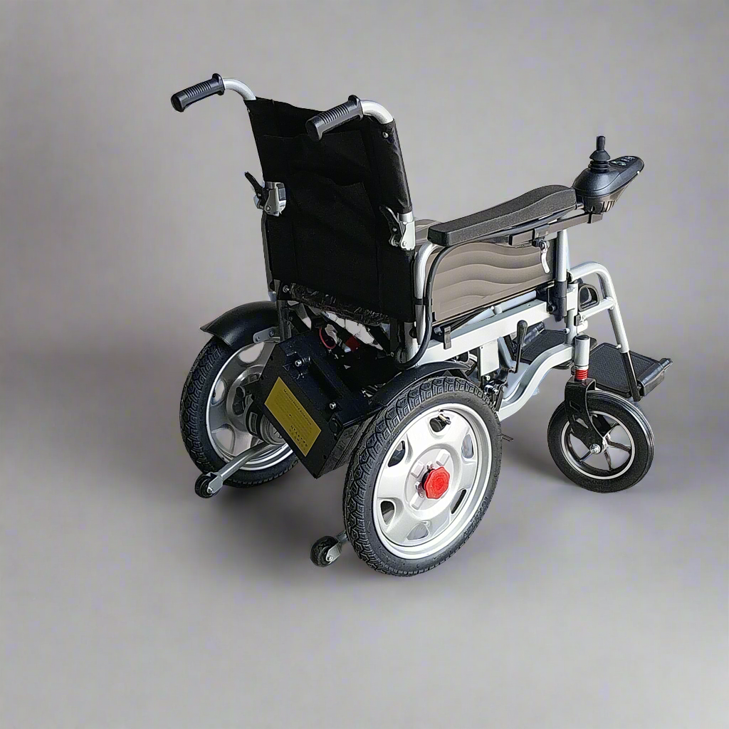 POWER WHEELCHAIR Battery-Powered w/ Joystick Silver & Black Sz 41"x 42"x 24" (New)