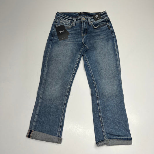 SILVER JEANS CO Suki Curvy Fit Mid Rise Capri Women's Sz 26/23.5 Medium Wash