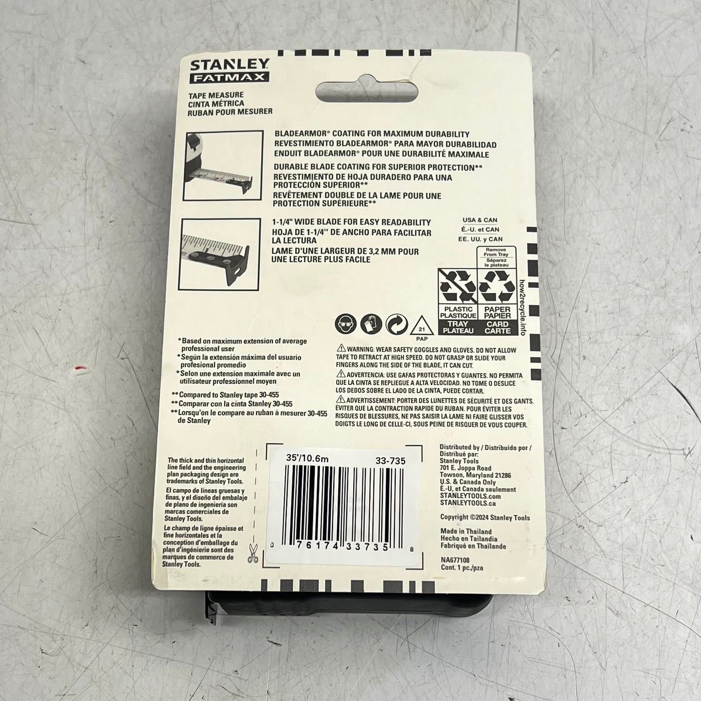 STANLEY Fatmax Tape Measure W/ Blade Armor & Impact Resistant Case 35' 33-735