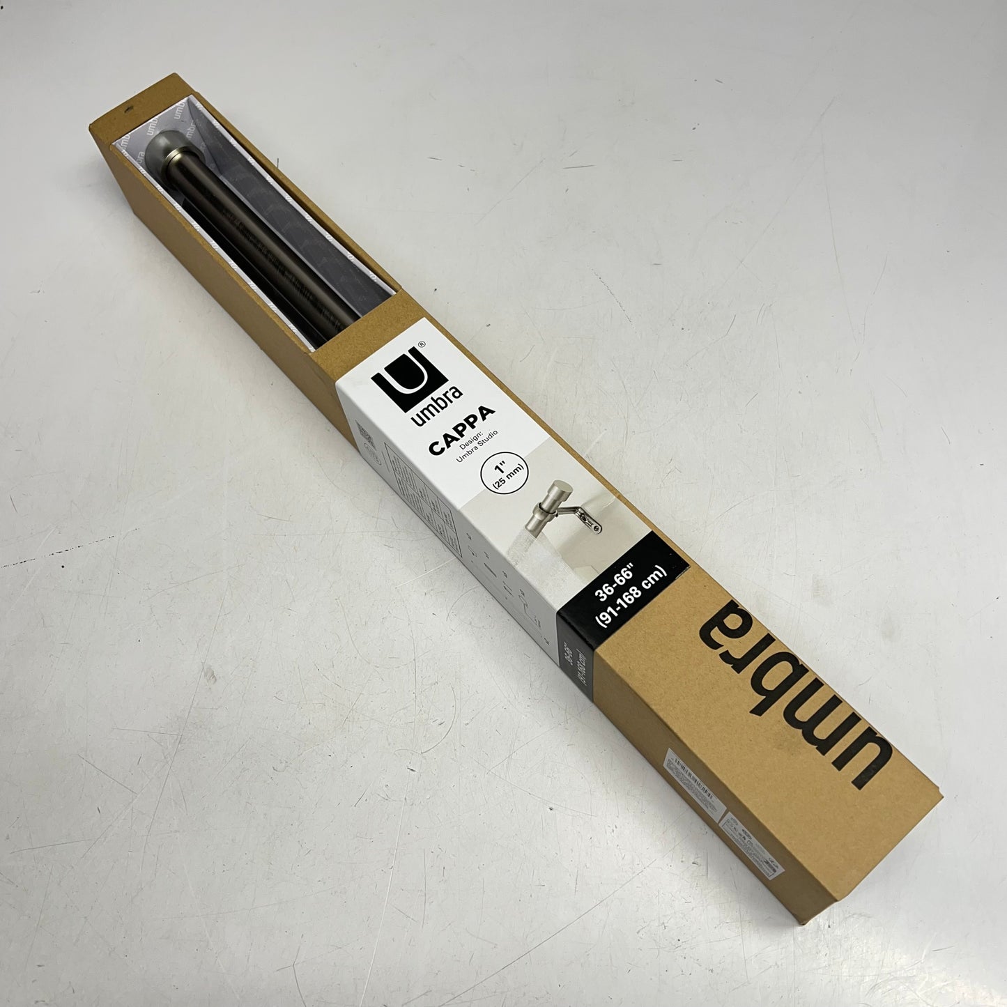 UMBRA Cappa Adjustable Curtin Rod Solid Metal 36"-66" Satin Nickel 1021409-1001