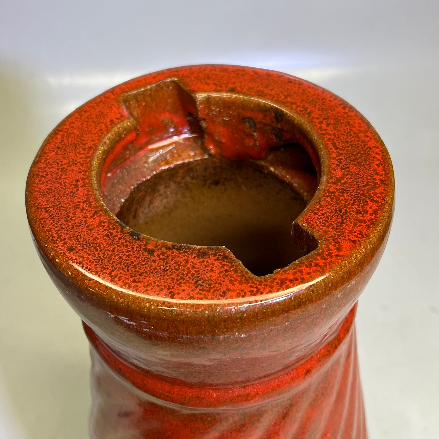 ZA@ Glazed Pottery 2 Piece Swirl Stand Bird Bath 22" L x 20" Dia Shiny Red