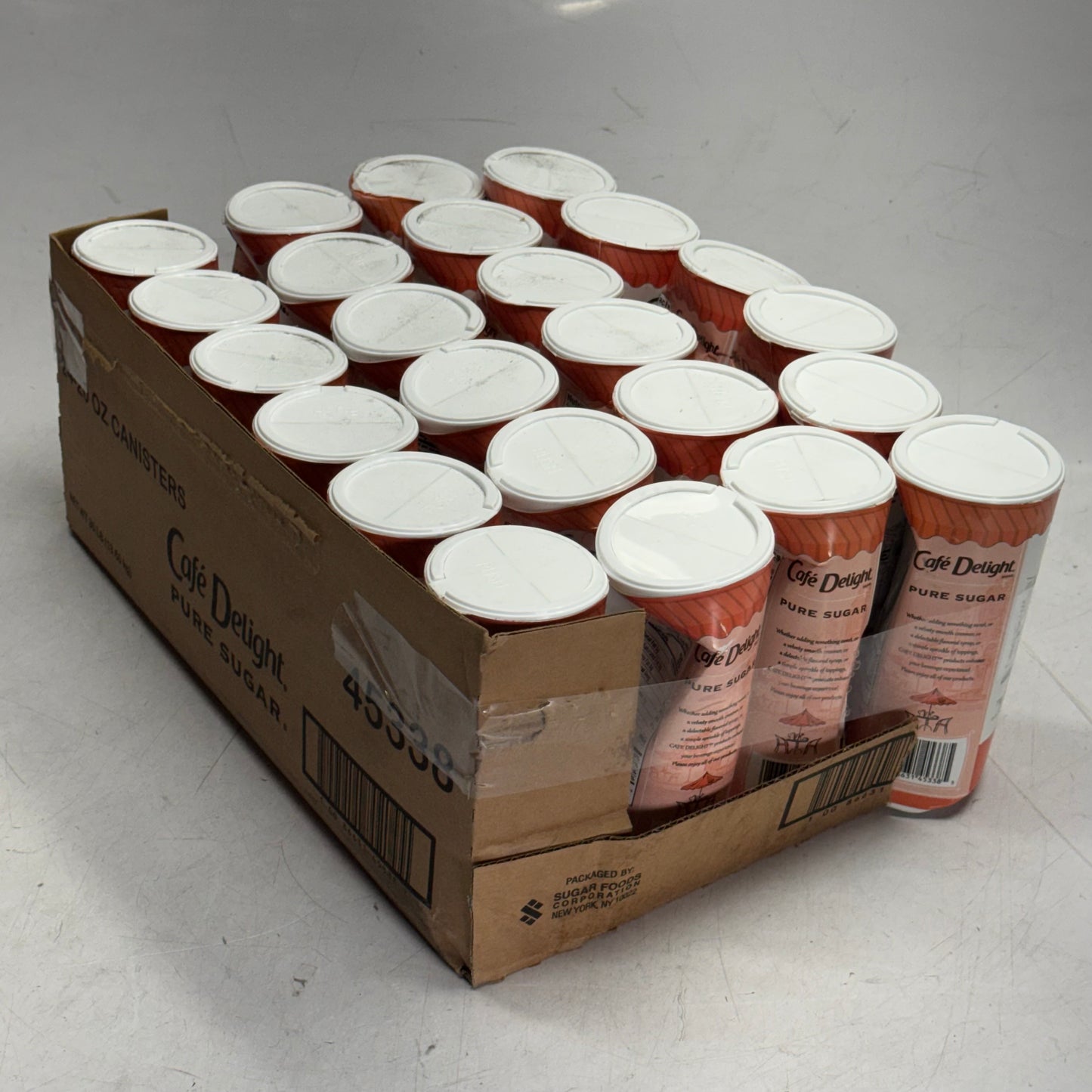 ZA@ CAFE DELIGHT (24 PACK) Sugar Canister 20 oz. White (AS-IS, The Canister is Dented)