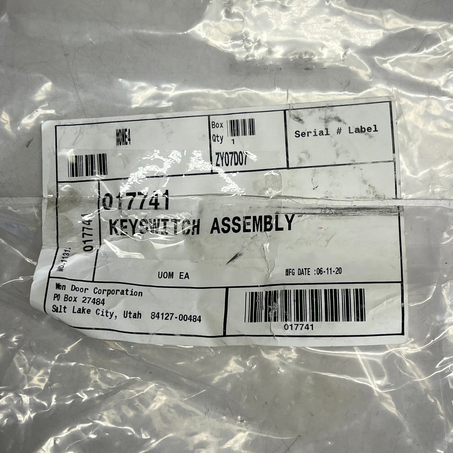 WON DOOR CORPORATION Keyswitch Assembly W/ Hardware for Door Silver 017741