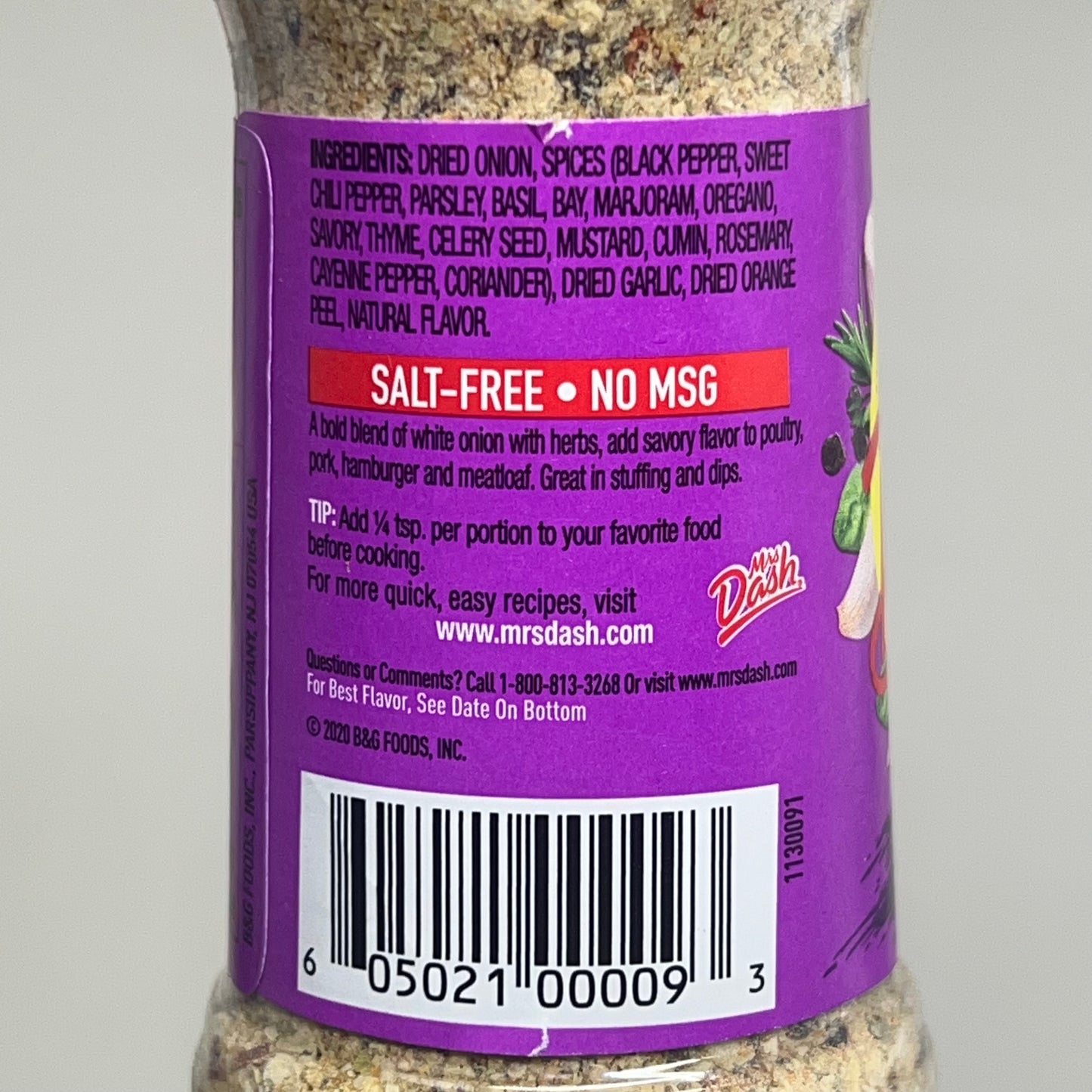 DASH (8 PACK) Onion & Herb Salt-Free Seasoning 101 Servings per 2.5 oz BB 07/26