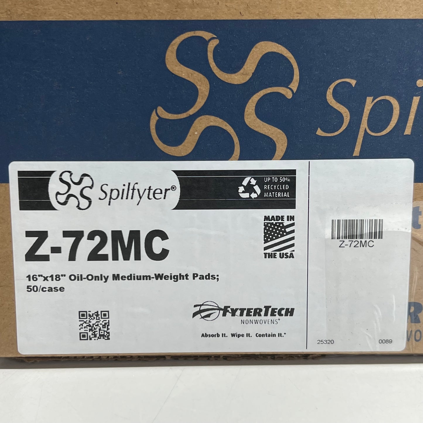 SPILFYTER (50 PACK) Oil Only Medium Weight Pads Sz 16" x 18" Z-72MC