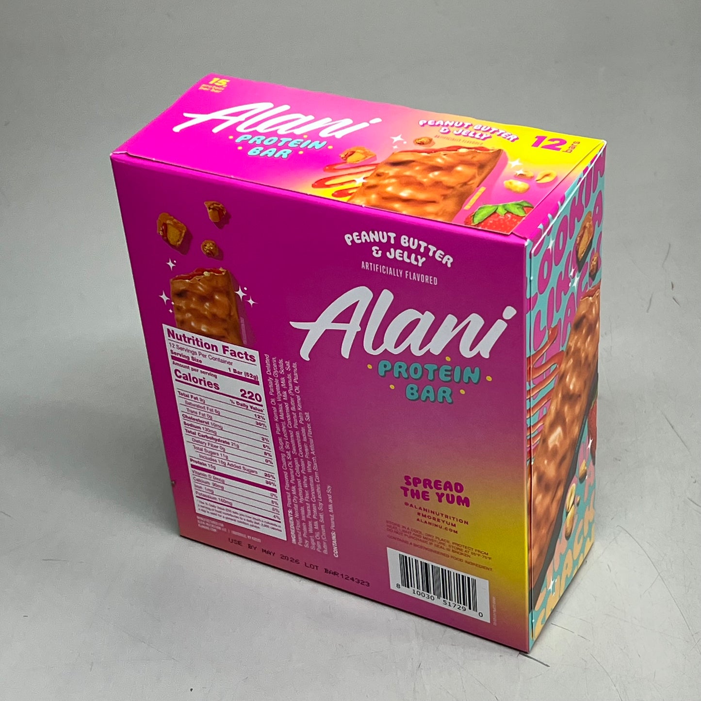 ALANI (12 PACK) Soft Peanut Butter & Jelly Protein Bars Gluten Free 1.83 Oz