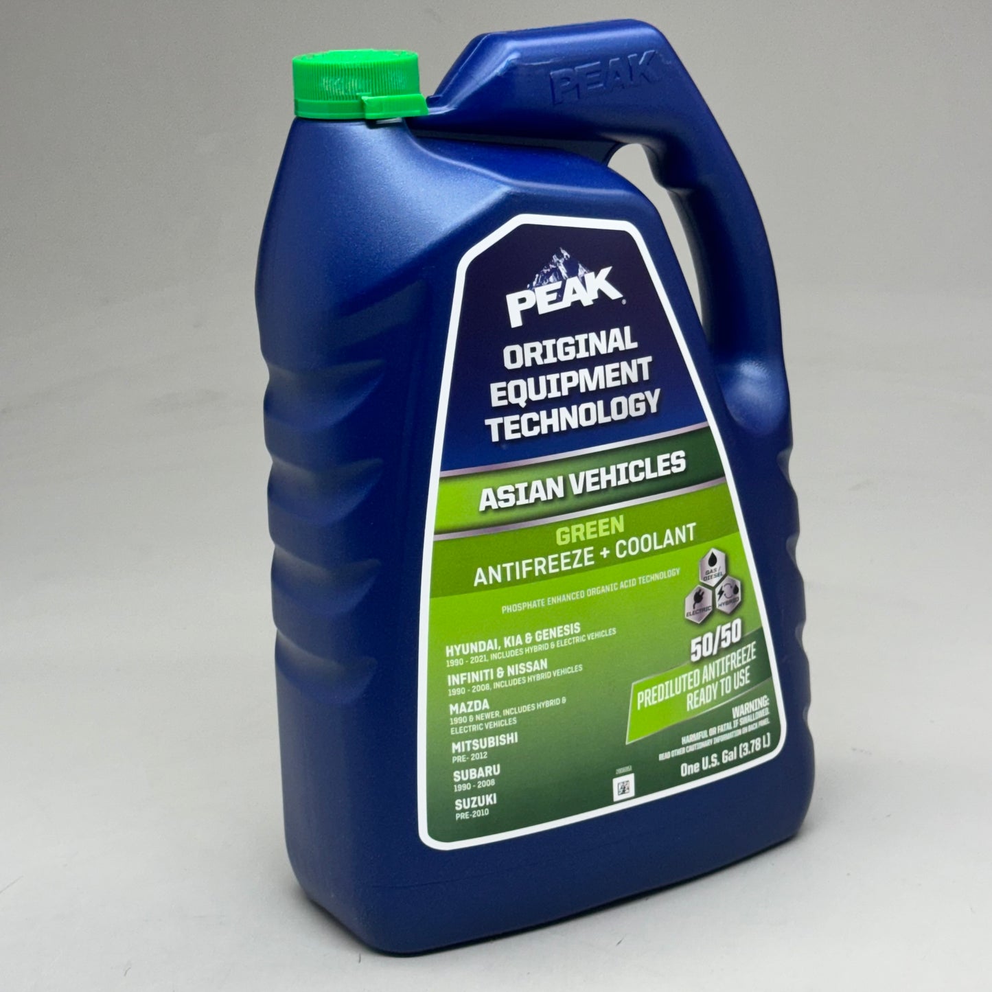 PEAK Asian Vehicles Antifreeze+Coolant 50/50 Green 1 Gallon PAGB53-01