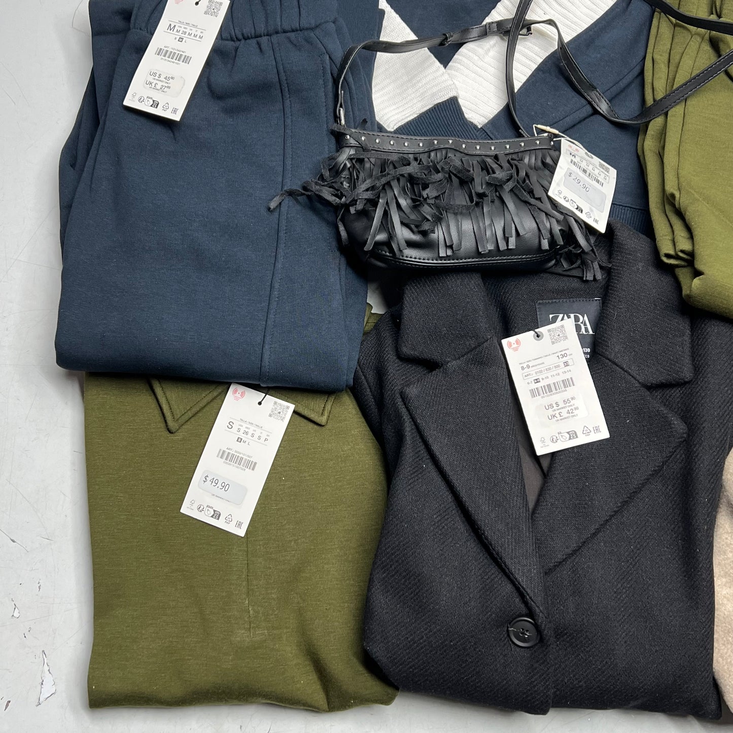 ZA@ ZARA Lot of Assorted Clothing Sweatpants, Pullovers & Coats Women's Sz S / Girl's Sz 6-7 Multicolor