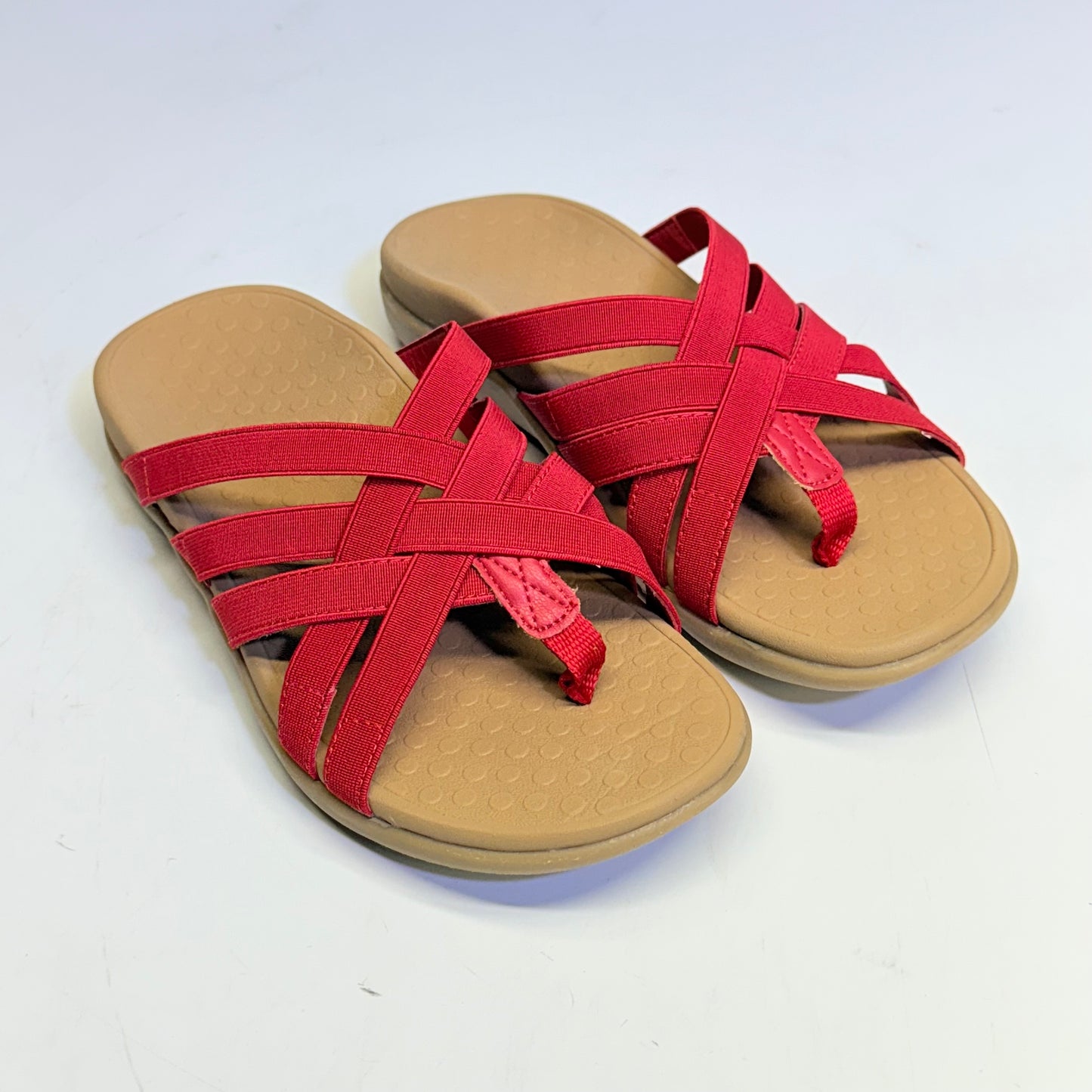 VIONIC Sandals Tia Woven Stretch Gore Thong Sz 6M Color Red New