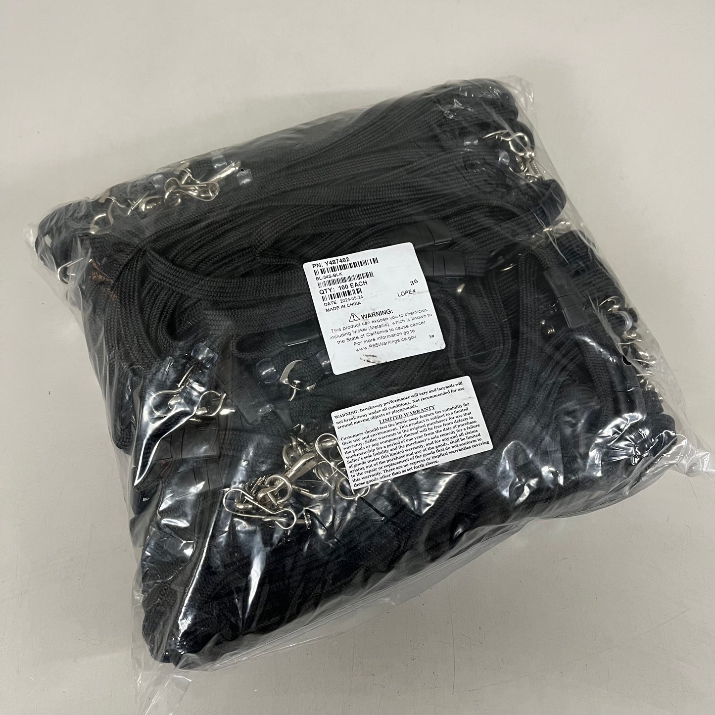 ZA@ UNBRANDED (100 PACK) Flat Lanyard w/ Swivel Hook 3/8" Black BL-34S-BLK