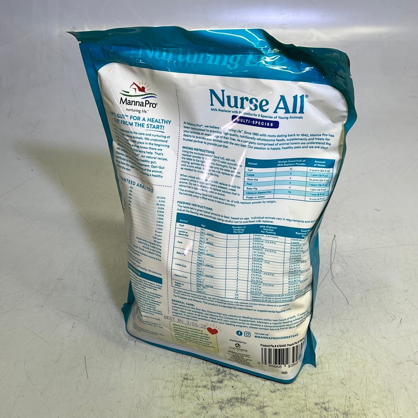 NURSE ALL All-Milk Replacer W/ Probiotics Multi-Species 3.5lbs White BB 03/26