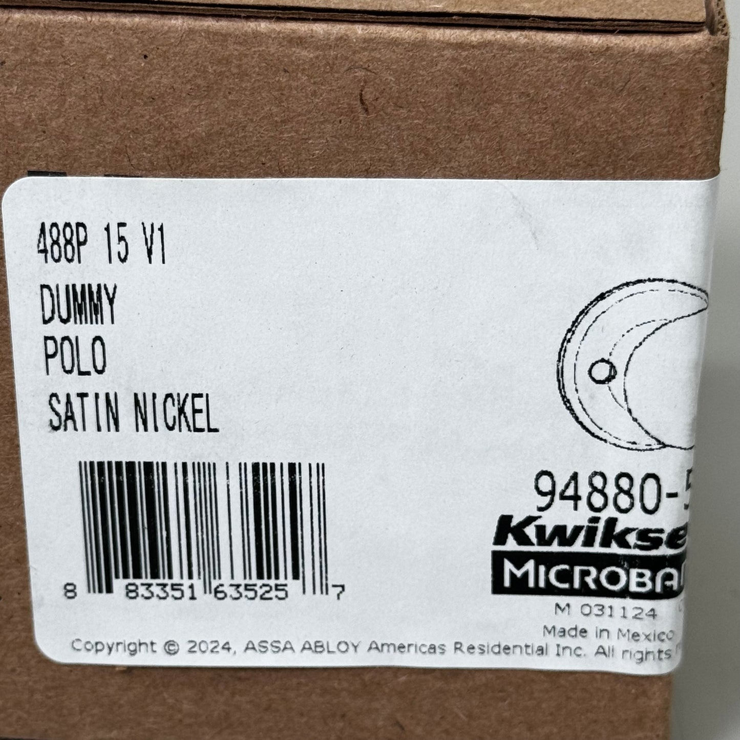 KWIKSET (2 PACK) Dummy Polo 488P 15 Universal Handing Satin Nickel 94880-567