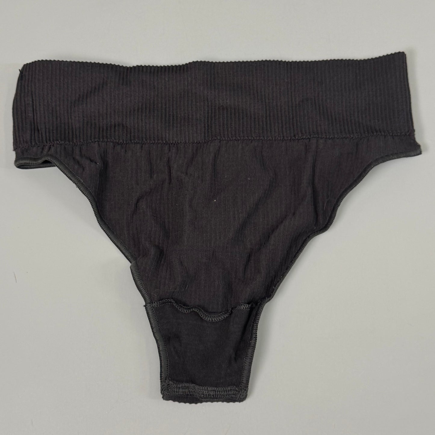 SKIMS Mid-Rise Cotton Ribbed Stretch Thong Women's Soot SZ L/XL PN-THG-0109