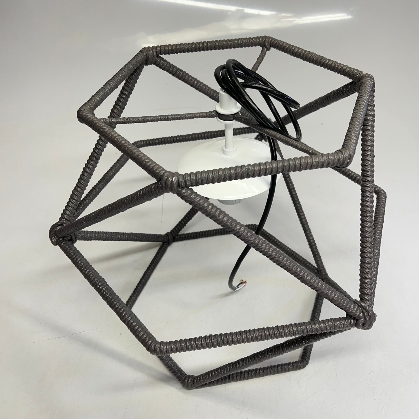 Corded String Pendant Hanging Light Fixture & Hardware 17"x15"x15" Grey