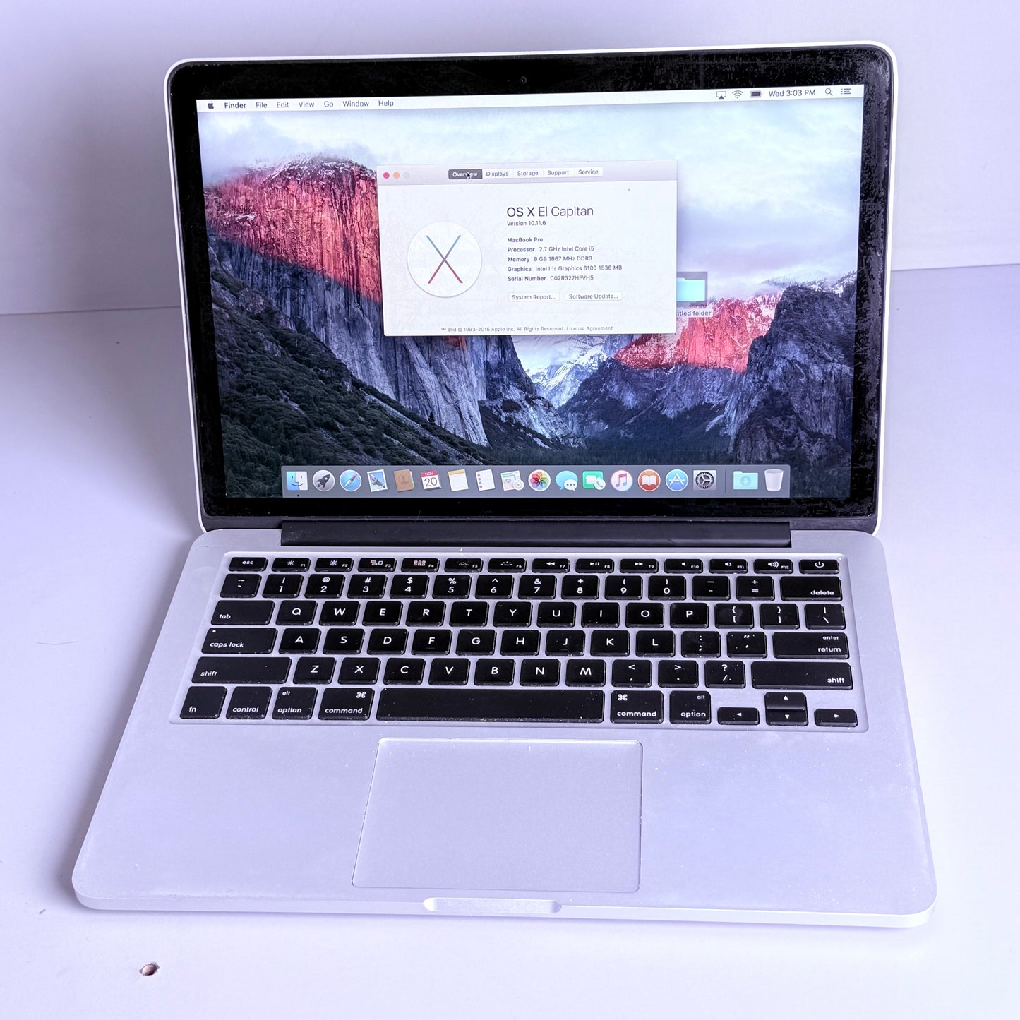 APPLE Laptop 16GB Memory MacBook Pro 13" Charger Not Included (Pre-Owned)