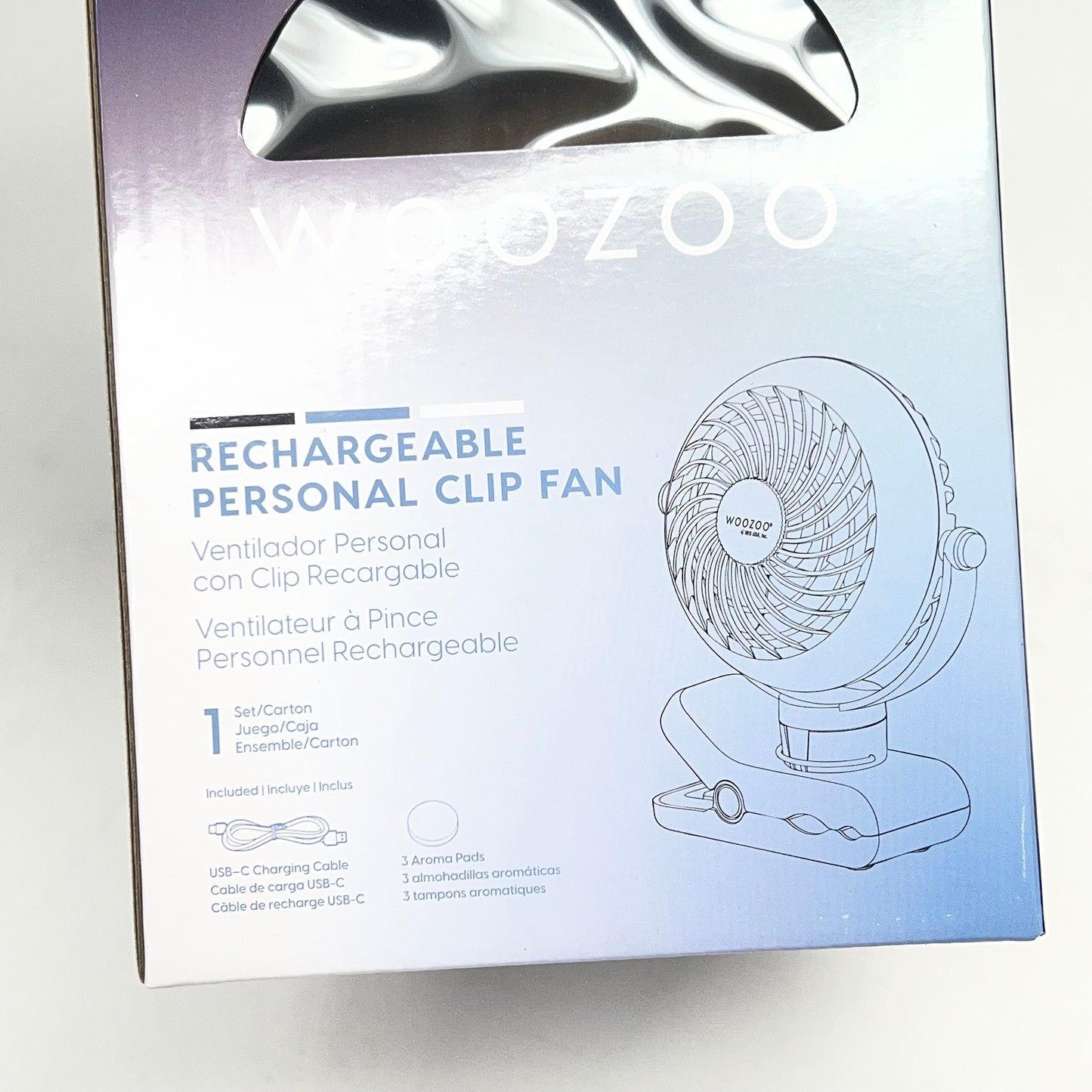 WOOZOO Cordless Portable Clip on Fan W/ Tilt & Speeds 3.5" Black PCF-RT9N
