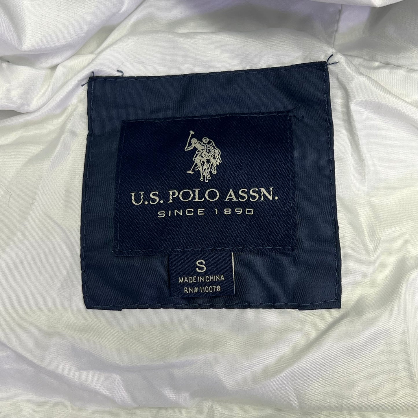 U.S. POLO ASSN. USPA Quilted Puffer Jacket Men's Sz S Navy/White 109689-P200A