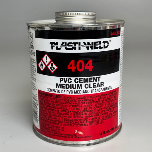 PLASTI-WELD PVC Cement Medium Clear 40436S 32oz Red/Black