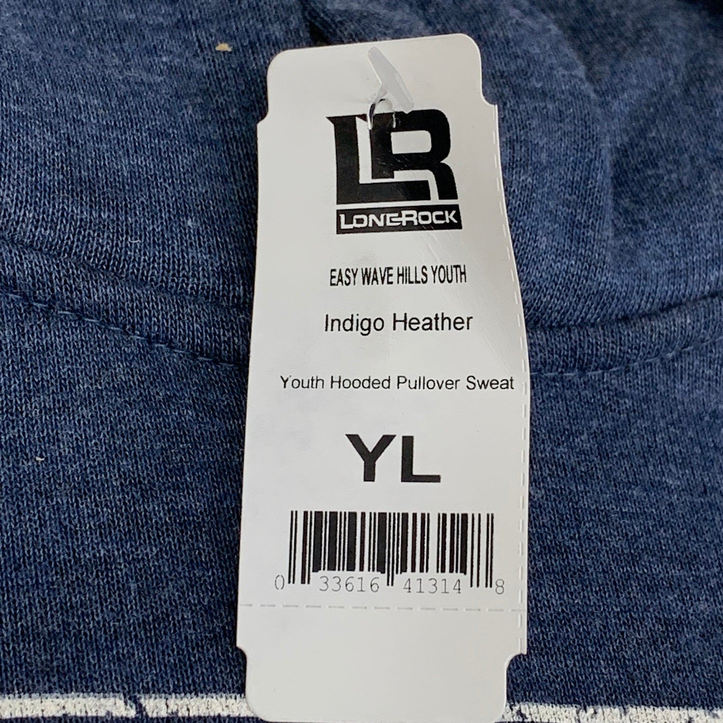 LONEROCK Helen Georgia Pull Over Hoodie Youth Large Indigo Heather