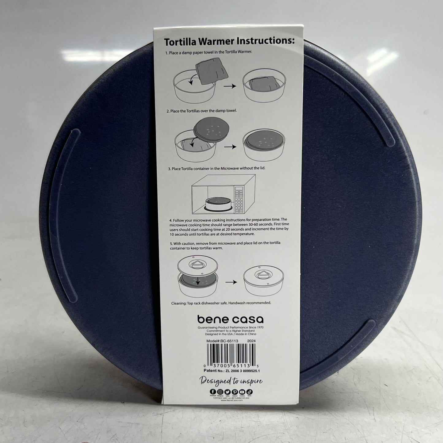 BENE CASA Tortilla Warmer Sz 8.5" x 2.625", Purple BC-65113