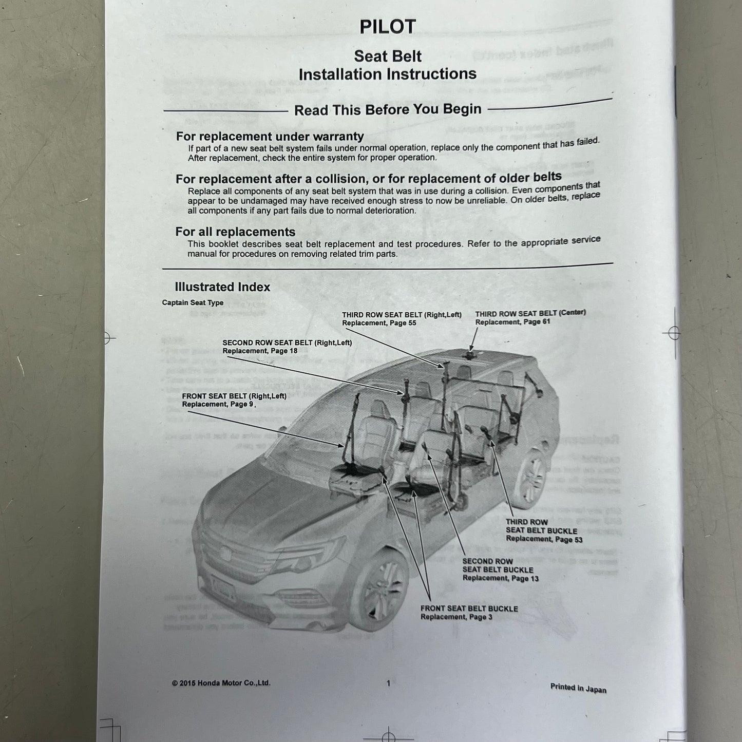 HONDA 2016-2021 Honda Pilot Lap & Shoulder Belt Sz 5” L x 4” W, 04814-TG7-A01ZB