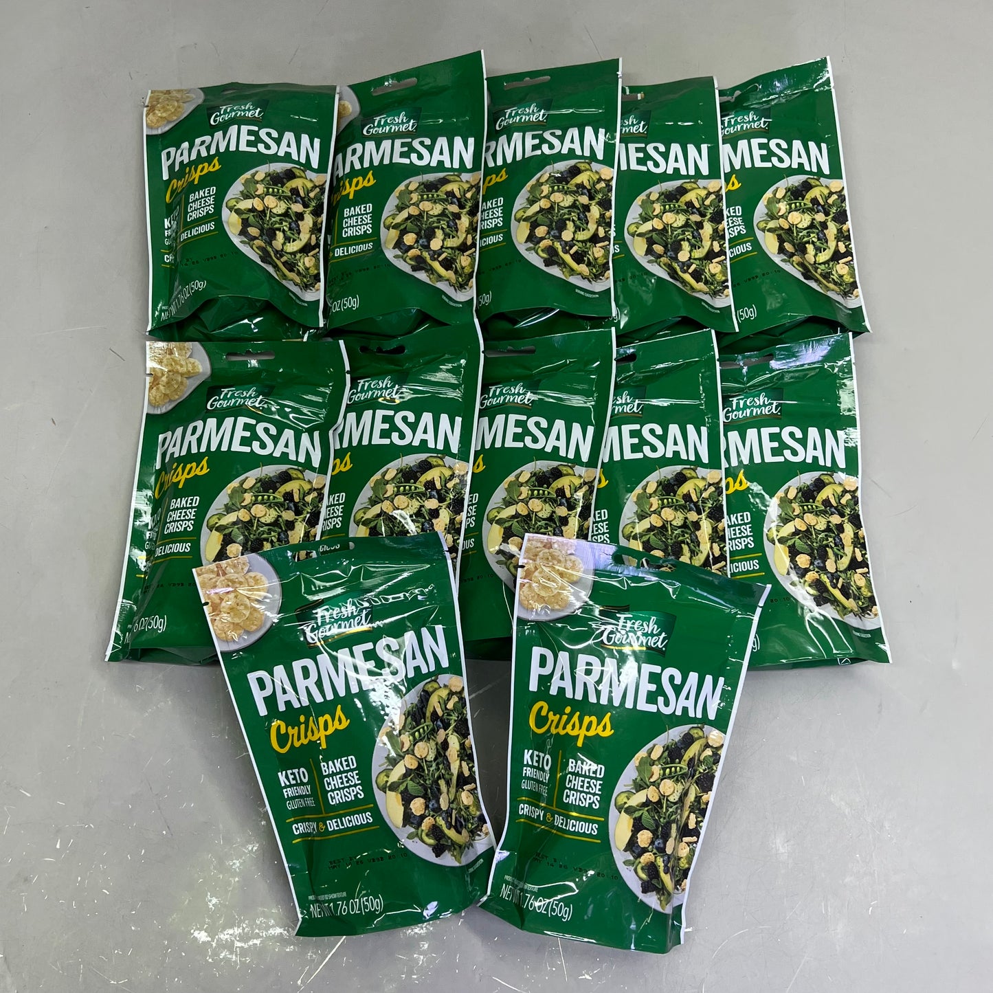 FRESH GOURMET (12 PACK) Parmesan Crips Topping Keto Friendly 1.76 Oz BB 05/26