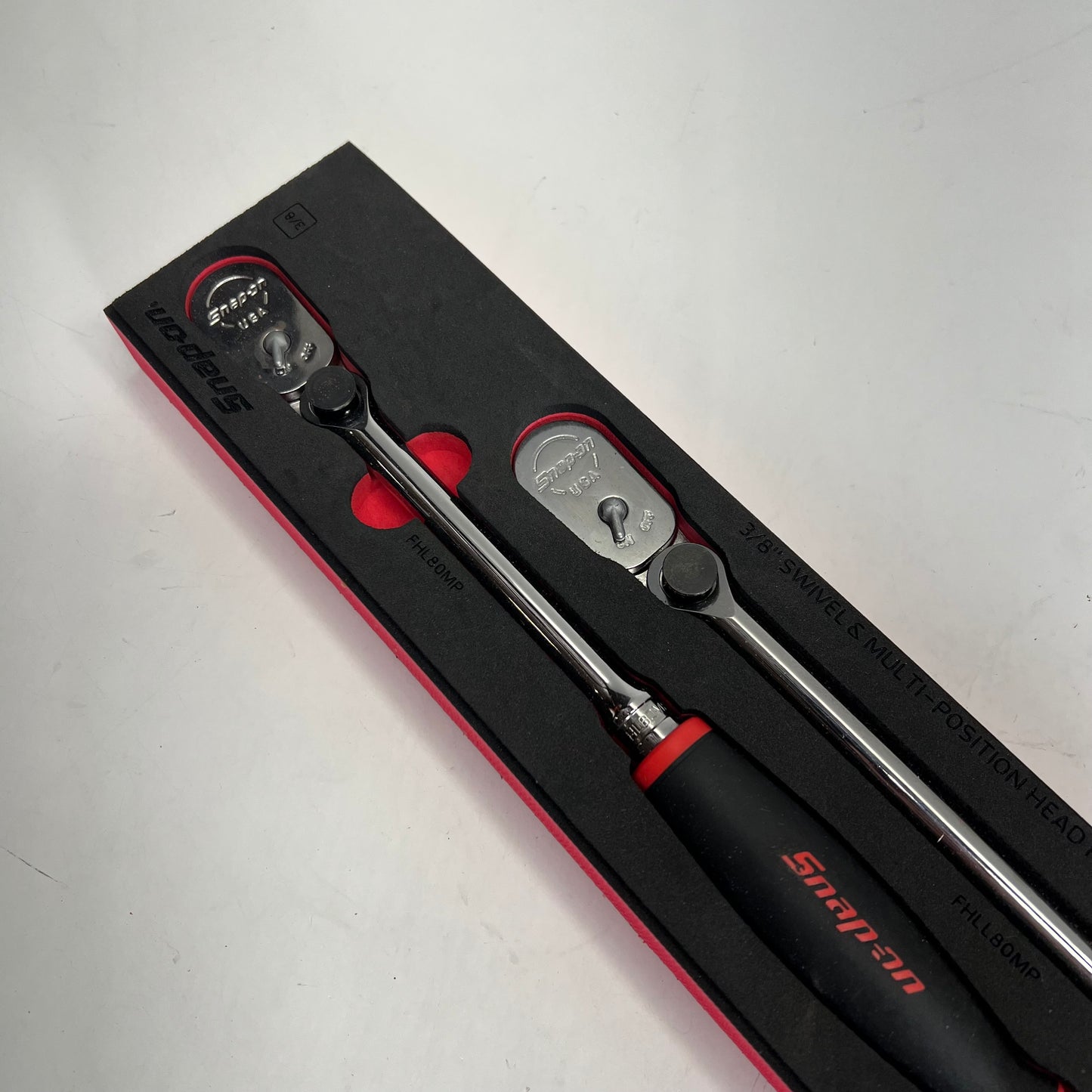 SNAP ON Soft Grip Ratchet Set W/ Pro-fit 3 Piece 3/8" Drive Chrome 203RT0480FR