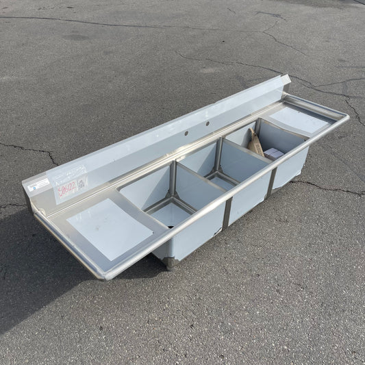 Z@ STEELTON Commercial 3 Compartment Sink 90” 18-gauge Stainless Steel 522CS31818LR (B)