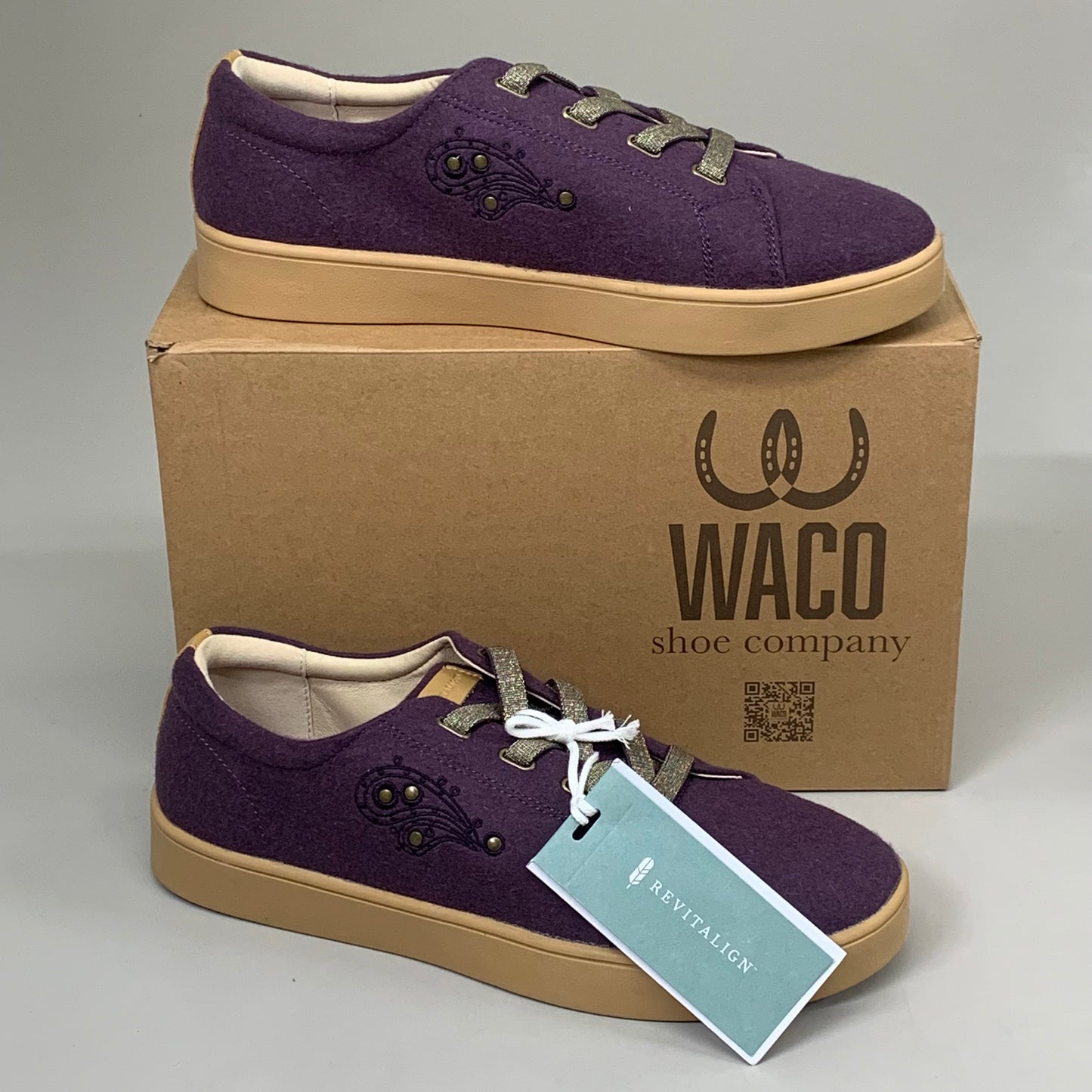 ZA@ WACO Malibu Sparkle Genuine Leather Elastic Laces Womens Sz 12D Vintage Violet A612797